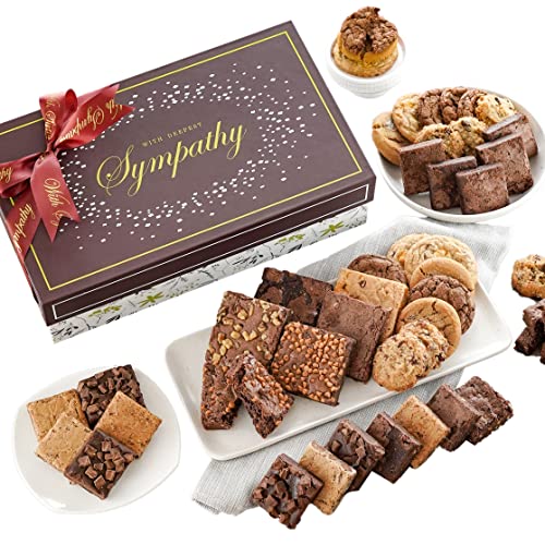 Broadway Basketeers Deluxe Sympathy Gift Box Fresh Baked Brownies & Cookies - size: Large