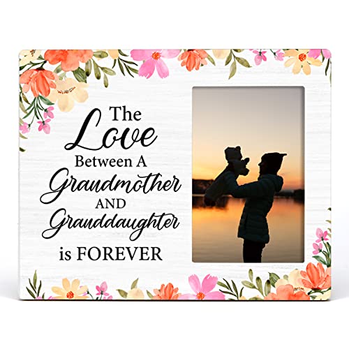 Zauly Grandma Wooden Picture Frame Gift from Granddaughter | Floral Grandmother & Granddaughter Wood Photo Frame Gifts, Tabletop & Wall Mounting, 4X6 Inch Photo - color: Grandma