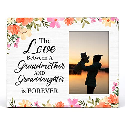Zauly Grandma Wooden Picture Frame Gift from Granddaughter | Floral Grandmother & Granddaughter Wood Photo Frame Gifts, Tabletop & Wall Mounting, 4X6 Inch Photo - color: Grandma