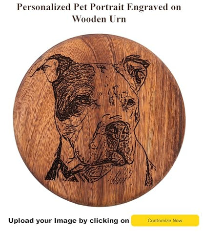 Personalized Handmade Solid Wooden Cremation Urns for Dog & Cat Ashes, Custom Photo Engraved Wood Pet Memorial Keepsake Urn Box for Ashes, Pet Urn for Dogs & Cats, Pet Loss Keepsake Urn Box for Ashes