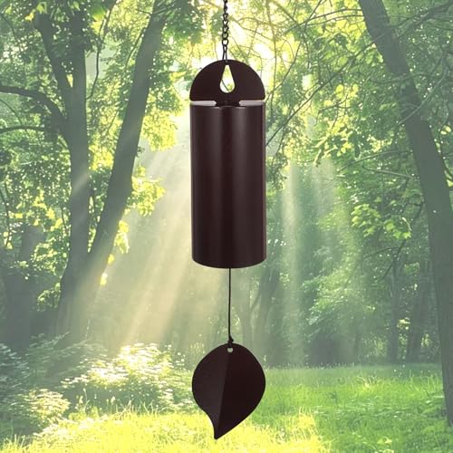 1 Pack Deep Resonance Serenity Bell - 26-Inch Outdoor Memorial Wind Chime with Deep Tone, Bronze Iron Hanging Bell for Garden or Patio Décor