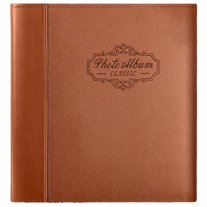 Photo Album Holds 3X5, 4X6, 5X7, 6X8, 8X10 Photos, Leather Cover, Magnetic Self-Stick Page, Hand Made DIY Albums (Brown, Large) - color: Brown, size: Large