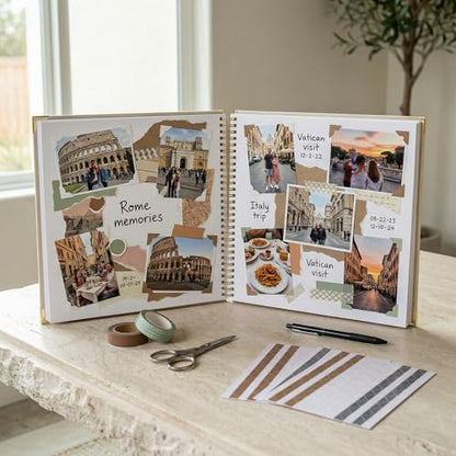 Beautiful Linen Scrapbook Photo Album 10"x10" - 40-Page Blank Guest Book | Perfect to Preserve Special Memories of Family, Weddings, Birthdays and Baby Showers - Timeless Keepsake for Every Home - color: Beige