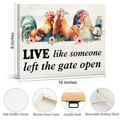 Rooster Wall Art Live Like Someone Left the Gate Open Rooster Wall Decor - color: Live Like Someone
