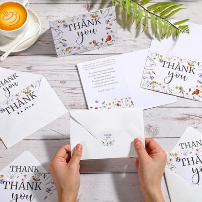 Marspark 25 Pack Sympathy Thank You Cards for Funeral with Envelopes Sticker and Message Memorial Bereavement Postcards for Loved Ones Family Friends Celebration of Life(Wildflower) - style: Wildflower