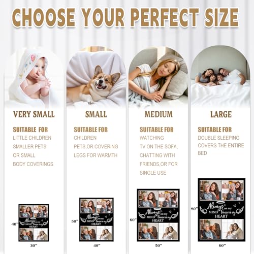 Arovene Ship Next Day, Custom Memorial Blanket with Photo - Printed in USA, A Hug from Heaven Blanket, Personalized Sympathy Gifts for Loss of Loved One Dad Mom Husband Wife Friend Dog Memorial Gifts - color: Style 03
