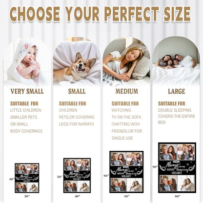 Arovene Ship Next Day, Custom Memorial Blanket with Photo - Printed in USA, A Hug from Heaven Blanket, Personalized Sympathy Gifts for Loss of Loved One Dad Mom Husband Wife Friend Dog Memorial Gifts - color: Style 03