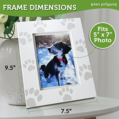 Green Pollywog Screenprinted Paw Print Picture Frame, Fits 5x7 - size: Screenprinted Paw Print Frame