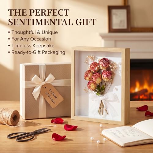3 Pcs 8x10 Inch Shadow Box Frames Acrylic,Shadow Box Frame Display Cases,Cases for Pressed Flowers Keepsakes Tickets Photos (Wood Grain) - color: Wood Grain