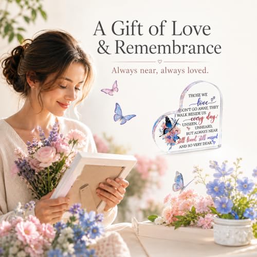 Condolences Remembrance Gifts for Loss Sympathy Grieving Friends | Bereavement Memorial Gift for Loss of Mother Dad Daughter Husband Grandma Acrylic Memorial Plaque Table Decor