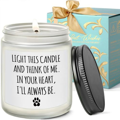 Light This Candle and Think of Me, Pet Memorial Gifts for Loss of Dog Cat, Pet Loss Sympathy Gift, Passing Away Condolence Gifts for Friends Pet Owner - Lavender, Woods, Wild Apple & Eucalyptus 9OZ