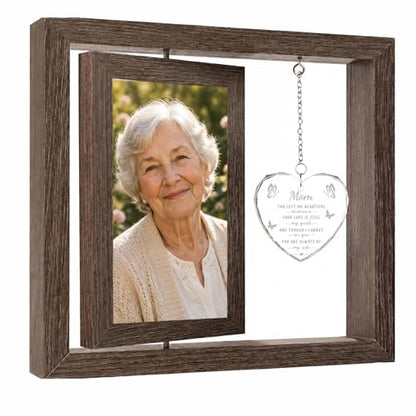 Memorial Gifts for Loss of Mom, Sympathy Gift for Loss of Mother Picture Frame, In Memory of Mom Bereavement Remembrance Funeral Condolence Gift, Rotating Mother Memorial Frame Display Two 4x6 Photos - size: Mom