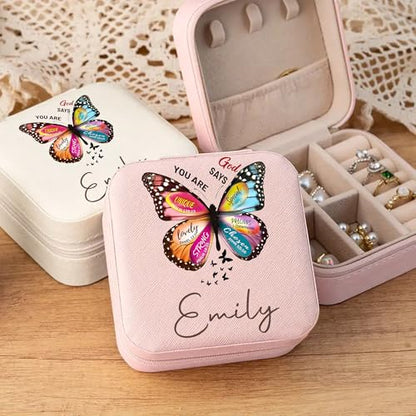 Ajiangwu Back To School Gifts,Personalized Travel Jewelry Case for Women Kids,Custom Small Jewelry Box Mini Teen Girl Gifts Trendy Stuff Jewelry Organizer for Rings, Necklaces, Bracelets - color: Design 5