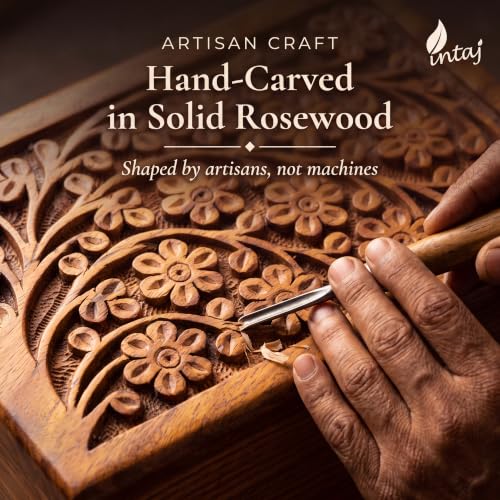 Rosewood Cremation Urn for Human Ashes, Tree of Life, Large 180 lb | Hand-carved solid sheesham rosewood, screw-locked sliding base, engraving available, holds up to 180 lb - color: Rosewood Tree of Life, size: Large (180 lb)