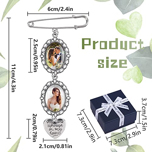 Bylion 2 Sets Wedding Bouquet Photo Charms Bridal Bridegroom Charm | DIY Pin Brooch Making Kit Bouquet Picture Charm for Wedding Memory Friend Graduation Gift, You are Always in My Heart - color: Double Lacy