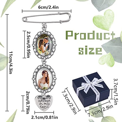 Bylion 2 Sets Wedding Bouquet Photo Charms Bridal Bridegroom Charm | DIY Pin Brooch Making Kit Bouquet Picture Charm for Wedding Memory Friend Graduation Gift, You are Always in My Heart - color: Double Lacy