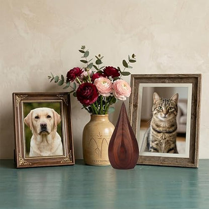ZIYA Wooden Teardrop Cremation Small Urns for Human Ashes Keepsake Adult Male Female - Mini Urn for Ashes for Women Men Child Decorative Memorial Funeral Urns for Ashes Pet Cat Dog with Bag