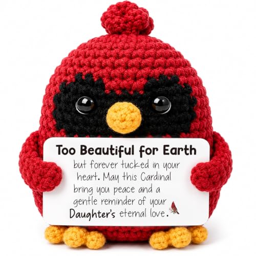 Handmade Crochet Cardinal Memorial Gift Loss of Daughter Bereavement Sympathy Remembrance Comfort Condolence Passed Away Loved One Angel in Heaven Red Bird Spiritual Messenger Keepsake - style: Loss of Daughter