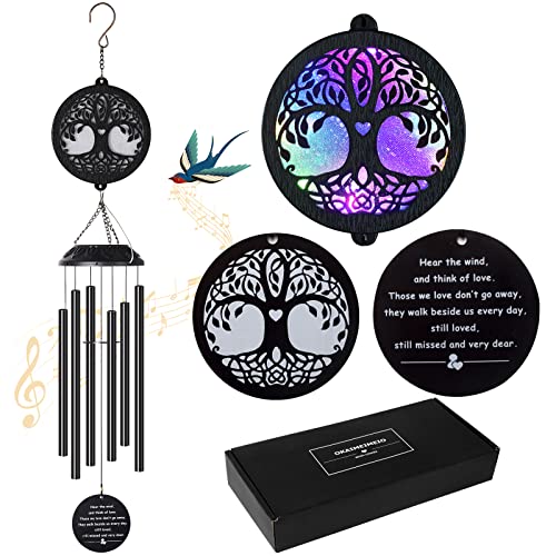 Solar Tree of Life Wind Chimes - Memorial Gift for Mom, Outdoor Garden Decor - color: Tree of Life
