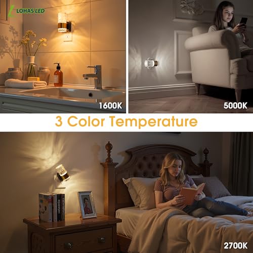 L LOHAS LED Night Light,2 Pack Modern Night Lights Plug into Wall - color: Gold Ring-3CCT Chips, size: 2 Pack
