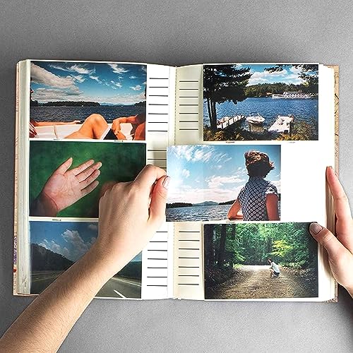 Holoary Photo Album 4x6 300 Photos 3 Pictures Per Page, Memo Writing Area for Each Pocket, with Photo Frame Window, 300 Pockets 4”x6”, Printed Book Cover Travel Design World Map Adventure Vacation - size: 300 Pockets