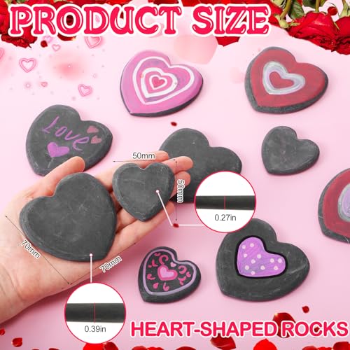 DoubleFill 30 Pcs Heart Shaped Rocks for Painting, Heart Stones Gifts, 2 in/2.9 in Natural River Rock to Paint, Stones for DIY, Rocks Garden Decoration, Natural Hand Cut Stone for Crafts