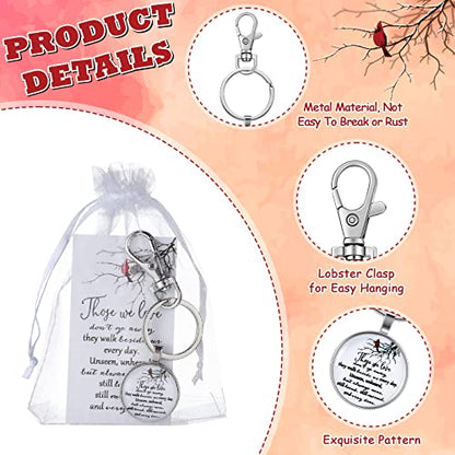 36 Sets Memorial Cardinal Keychain with Cards Organza Bags Metal Red Bird Cardinal Key Ring for Bereavement Gift Always with You Funeral Souvenirs Favors Grief Remembrance Gifts