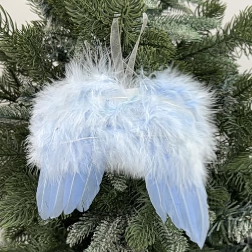 10Pcs Light Blue Angel Wings for Christmas Tree Ornament 6.7" x 5.1Inch Hanging Angel Wing for Crafts DIY Xmas Decoration Home Wedding Prop Party Decor - color: Light Blue