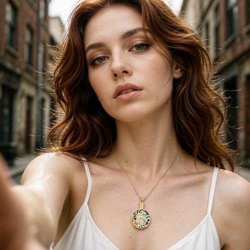 zeqingjw Pet Cremation Jewelry Tree of Life Urn Necklace for Ashes for Dog/Cat Funeral Ashes Keepsake Paw Print Urn Pendant Memorial Jewellery - color: Gold-Blue