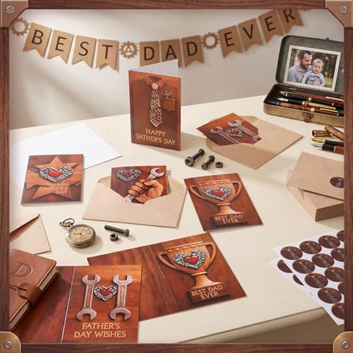 Eaasty 50 Sets Fathers Day Cards with Envelopes Stickers,Happy Father's Day - style: Happy Father's Day