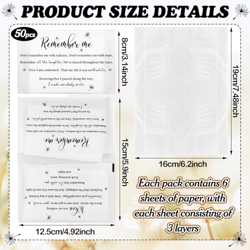 Tenceur 50 Bulk Funeral Tissues Packs Facial Tissue 3 Ply Favor, Classic - style: Classic
