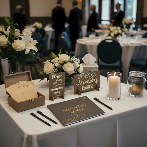Celebration of Life Guest Book Funeral Memory Cards, White Leaf - style: White Leaf