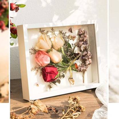 8 x 10 Inch Shadow Box Frame 3 cm Inner Depth Wooden Deep Box Frames for Tabletop and Wall, Deep Frame Display Boxes 3D Picture Frames for Flower Tickets Memorabilia (White, 8 x 10 Inch) - color: White