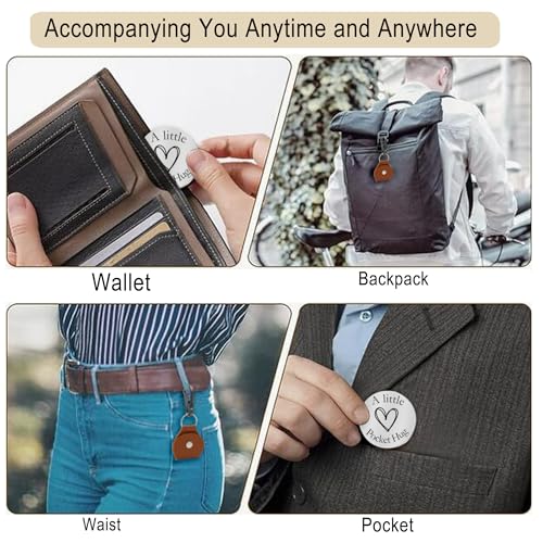 Pocket Hug Token Double Sided Engraved Inspirational Gift Leather Keychain Keepsake for MenWomen - color: Dear Mom