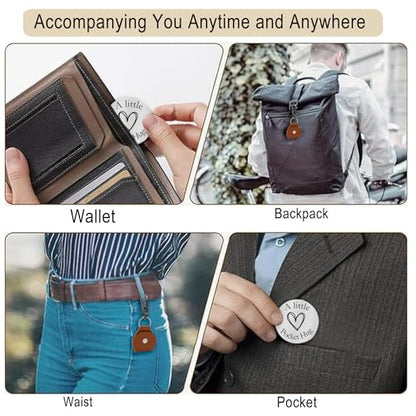 Pocket Hug Token Double Sided Engraved Inspirational Gift Leather Keychain Keepsake for MenWomen - color: Be Strong