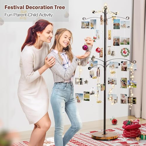 Miratino 5FT Family Tree,Party Photo Display Tree, Picture Holder Stand,90 Clips Holder for 4x6, 5x7 Picture Polaroid Frames Hanging & Card Tree Holders (Black) - color: Black