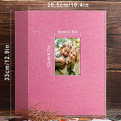 Ywlake Photo Album 4x6 400 Pockets, Leather Photo Albums Holds 400 Vertical Pictures Only Pink - color: Pink, size: 400 Pockets