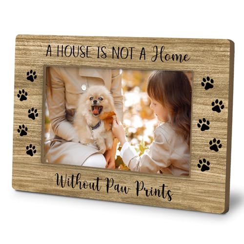 Dog Gifts Picture Frame 4x6, Dog Mom Dad Lovers Photo Frame Gifts for Women Men, A House Is Not a Home Without Paw Prints Dogs Themed Picture Photo Frames for Home Office Desk Decor - color: cute