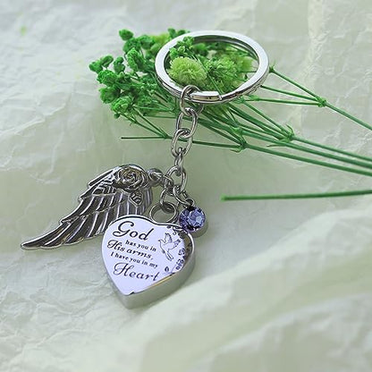 Heart Urn Necklace for Ashes Cremation Jewelry Urn Keychain for Ashes with Birthstone Cremation Keychain - color: October