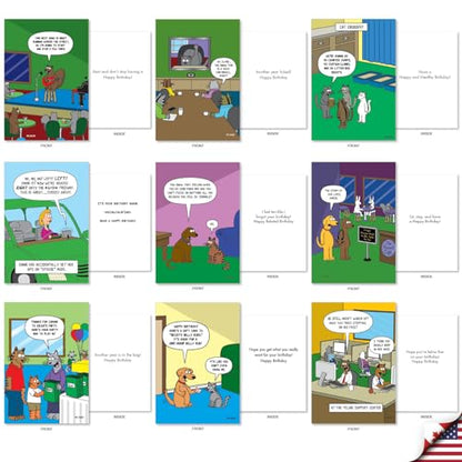 NobleWorks 36 Assorted Box Set Birthday Greeting Cards w/5 x 7 Inch Envelopes (36 Designs, 1 Each) Bday Metzger's Many Pets AC10614BDG-B1x36 - style: Metzger's Many Laughs