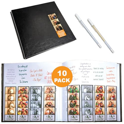 2x6 Strip Album, Black Cover White Pages, 2 Gel Pens, 10pk - color: B&W, size: 10