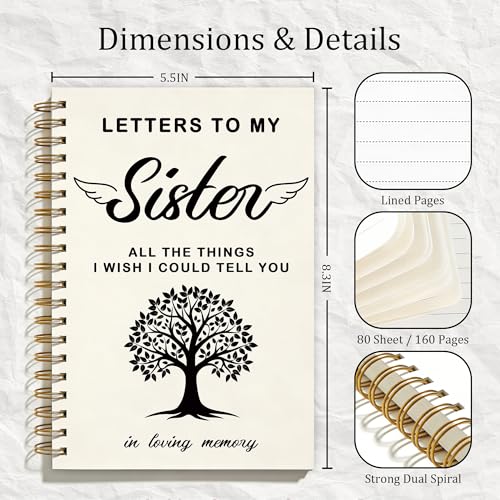 FTKBGHY Loss of Sister Sympathy Gifts Grief Journal Notebook, Sympathy Notebooks Gifts for Loss of Loved One, Bereavement Gift, Letters to My Sister Journal, 5.5x8.3 Inch - color: Colour-6