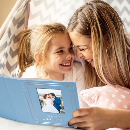 Photo Album 4x6 50 Photos Leather Cover Wedding Photo Albums Extra Large Capacity Picture Book with Beautiful Prints Presents for Wedding Baby Vacation Lightblue - color: Lightblue, size: 50 Pockets