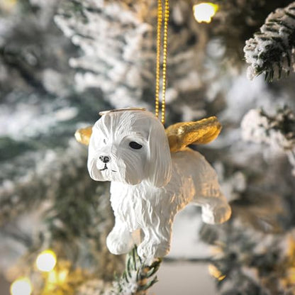 Jetec Angel Dog Memorial Christmas Ornaments for Tree Malta with Gold Wings Hanging Ornament Remembrance Pooch Gifts for Christmas Xmas Loss of Dog