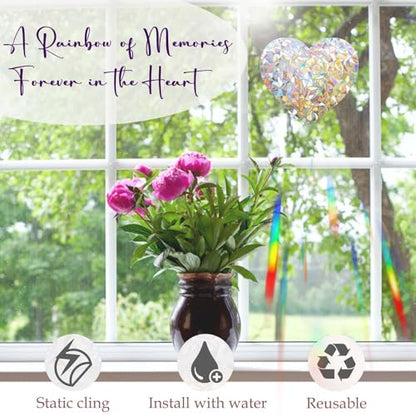 Sympathy Memorial Flowers Vase, Cardinal Grief Gifts for Loss of Love One, Sympathy Memorial Suncatcher Cards, Grief Rainbow Window Sticker, Sorry for Your Loss of Loved One