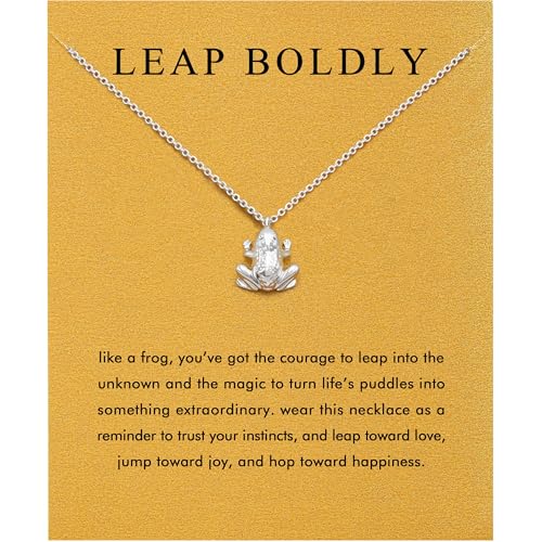 Baydurcan Pendant Necklace for Women Friends Sister Birthday Christmas Gift | Silver Evil Eye Ankh Mary Friendship Dragonfly Hummingbird Snake Turtle Pendant Necklace for Her Just Because Gifts - style: Frog
