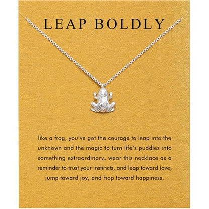 Baydurcan Pendant Necklace for Women Friends Sister Birthday Christmas Gift | Silver Evil Eye Ankh Mary Friendship Dragonfly Hummingbird Snake Turtle Pendant Necklace for Her Just Because Gifts - style: Frog