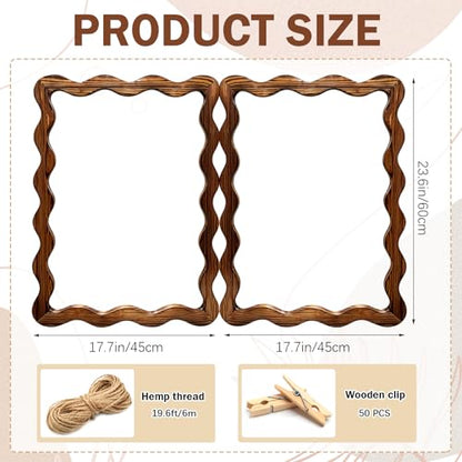 35.43x23.62In Photo Display Board for Wedding 2 Panel Photo Display Rack with Clips Wooden Rustic Picture Collage Frame for Wedding Halloween Christmas Graduation Decor