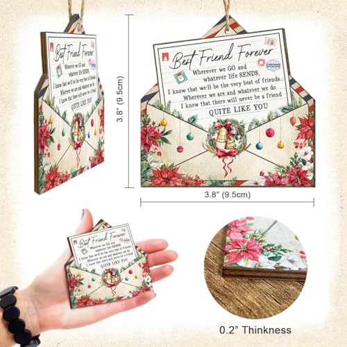 Best Friend Forever Gifts, Christmas Decorations Ornaments, Sentimental Friendship Gift, Birthday Gifts for Women, Fun and Cool Envelope Wooden Ornament for Female Friends - style: Friend Letter