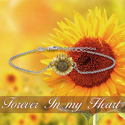 Sunflower/Tree of Life Urn Bracelet for Ashes 925 Sterling Silver Sunflower/Tree of Life Cremation Keepsake Pendant Locket Bracelet for Women Mom - style: Gold Plated Sunflower Urn Bracelet
